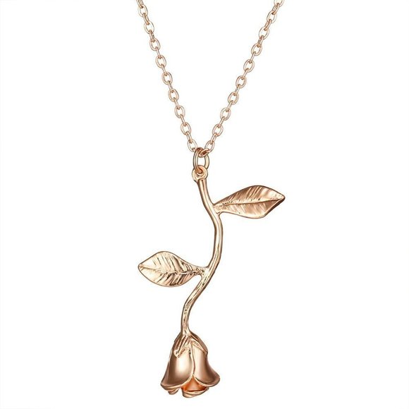 🔥 14K Rose Gold Plated Beautiful Flower Necklace for Women, EVGG1088 - Picture 2 of 5
